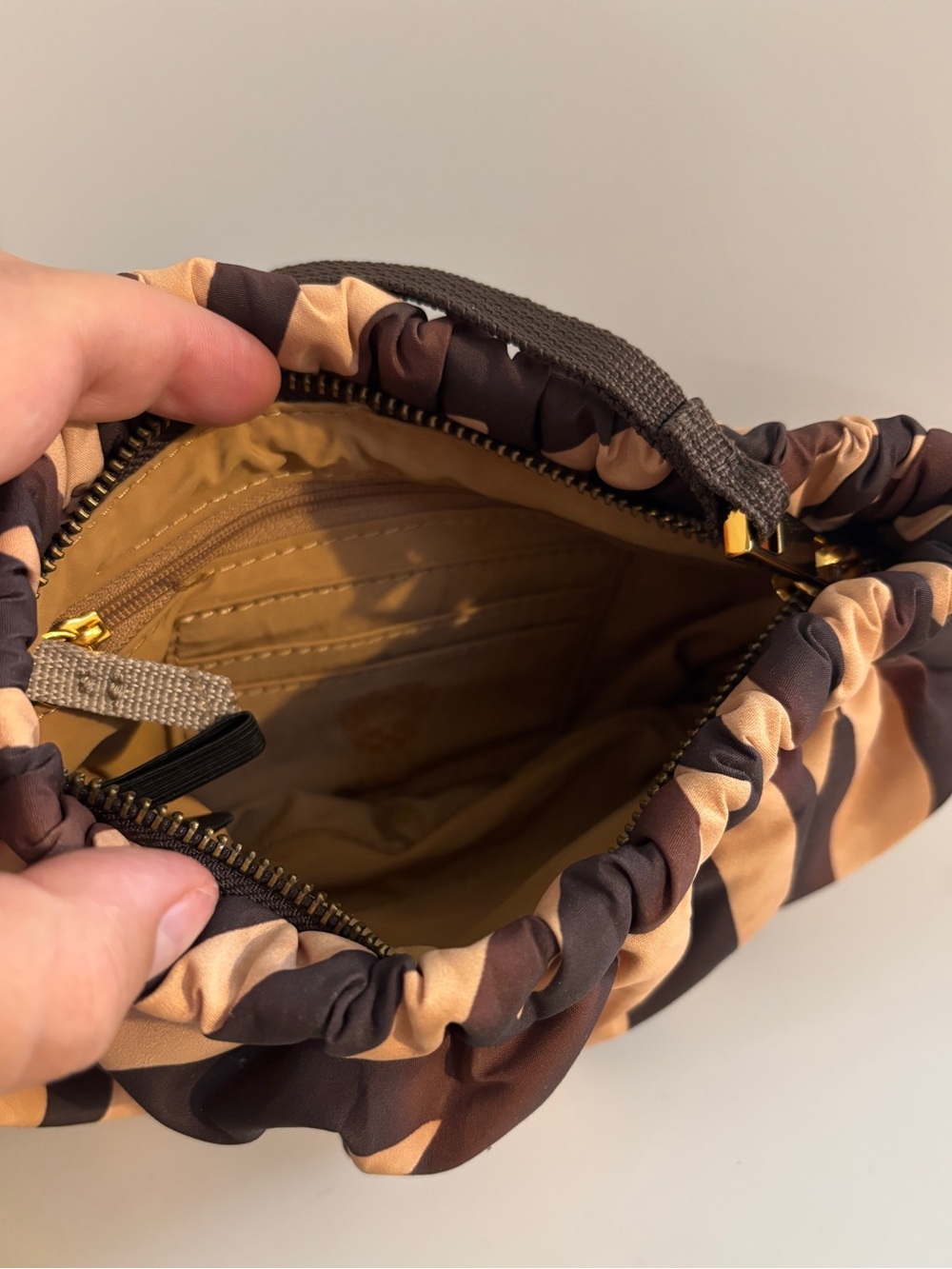 Vince Camuto Brown and Tan Zebra-Print Gathered Wristlet - Picture 2 of 2